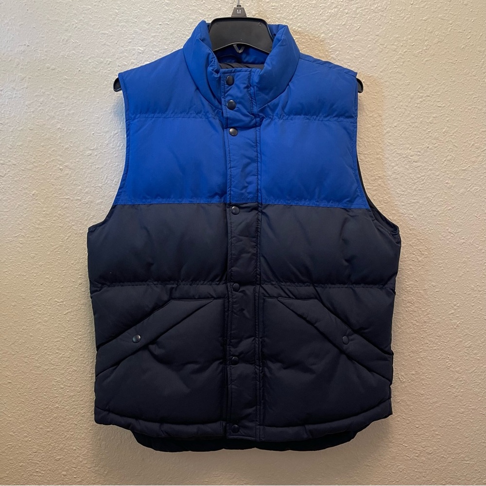 St. John's Bay Two-Tone Navy Blue Poly Filled Zip Snap Closure Puffer Vest M